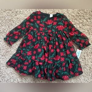 Carter’s Festive Floral Print Long Sleeved Dress Size: 2T